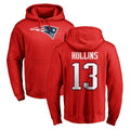 NE.Patriots #13 Mack Hollins Player Red LOGO Pullover Hoodies Home Game Edoa Stitched Jerseys