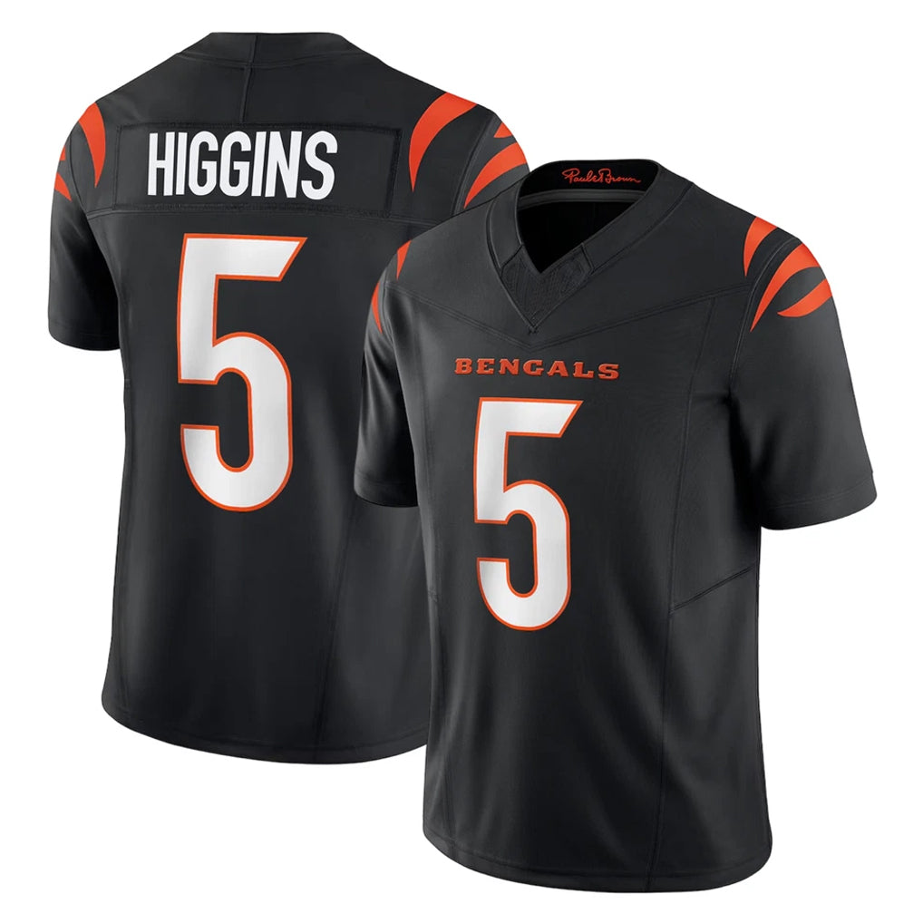 C.Bengals #5 Tee Higgins Player Black Vapor F.U.S.E. Limited Home Game Edoa Stitched Jerseys