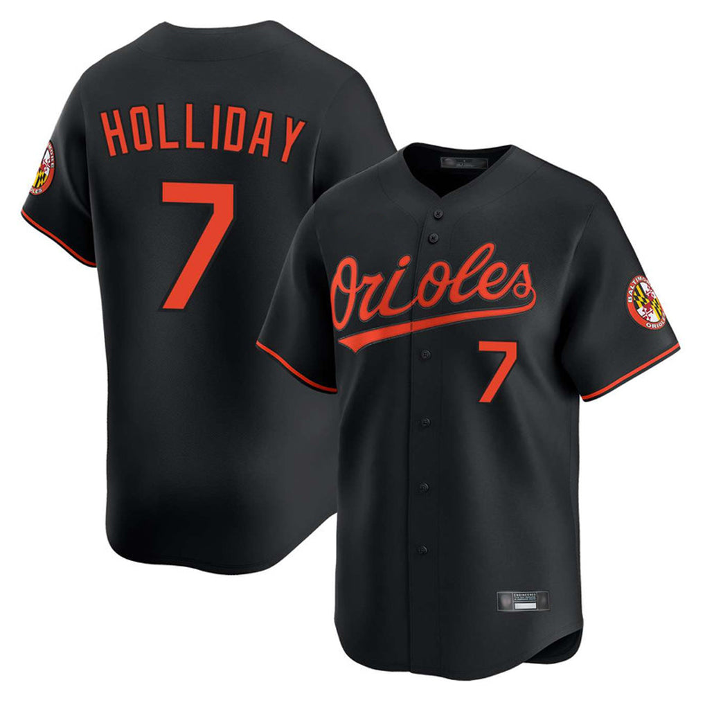 B.Orioles #7 Jackson Holliday Player Black Limited Home Game Edoa Stitched Jerseys