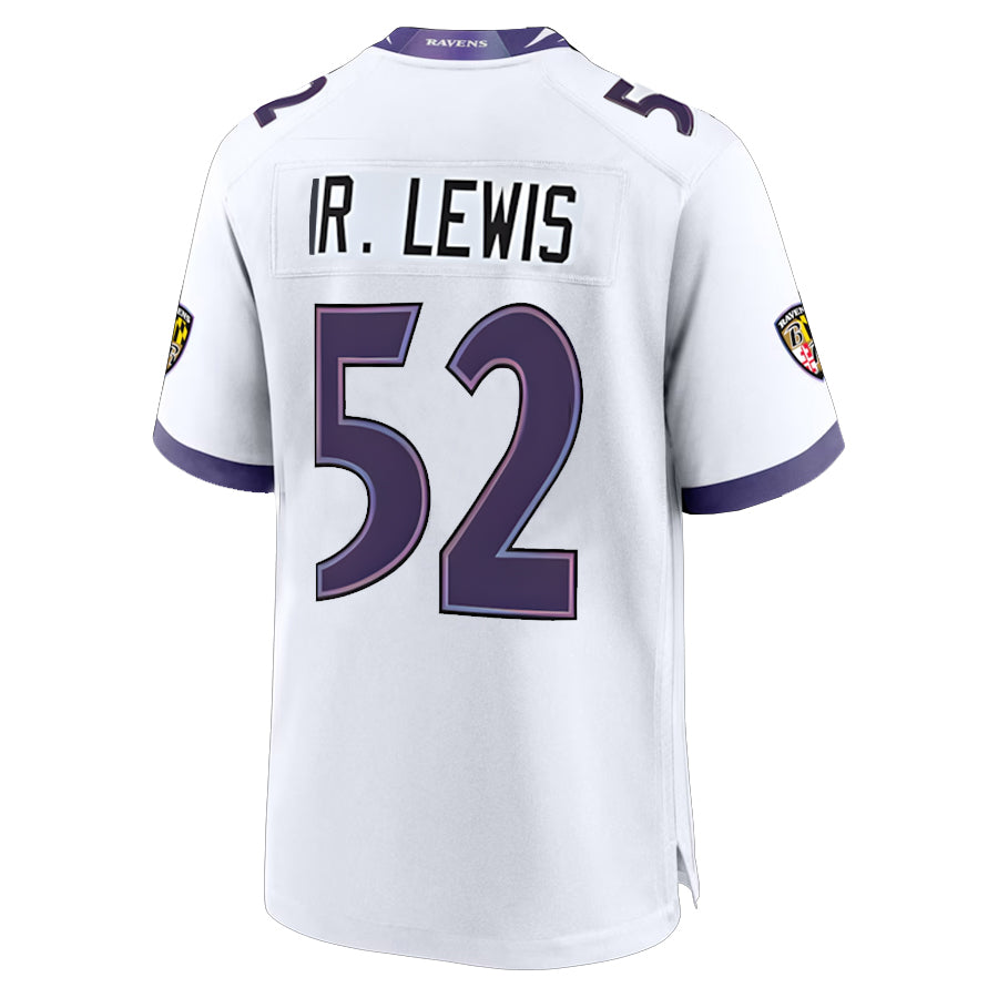 B.Ravens #52 Ray Lewis Player White Home Game Edoa Stitched Jerseys