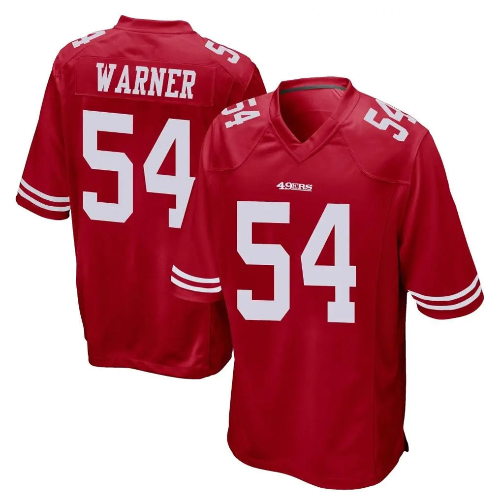 SF.49ers #54 Fred Warner Player Red Home Game Edoa Stitched Jerseys