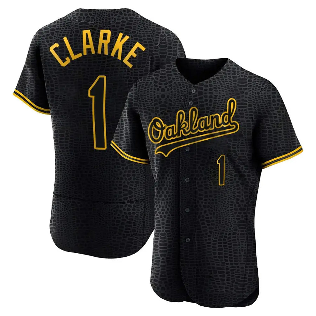 Athletics #1 Denzel Clarke Player Black Snake Skin City Limited Elite Home Game Edoa Stitched Jerseys