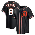 D.Tigers #8 Matt Vierling Player Black Fashion Out Home Game Edoa Stitched Jerseys