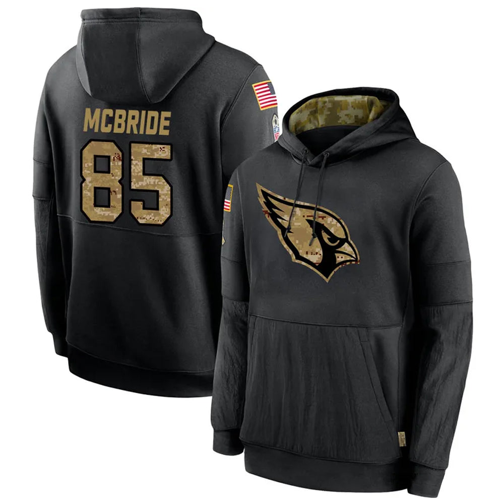 A.Cardinals #85 Trey McBride Player Black Salute to Service Hoodies Edoa Stitched Jerseys
