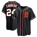 D.Tigers #24 Miguel Cabrera Player Black Fashion Out Home Game Edoa Stitched Jerseys