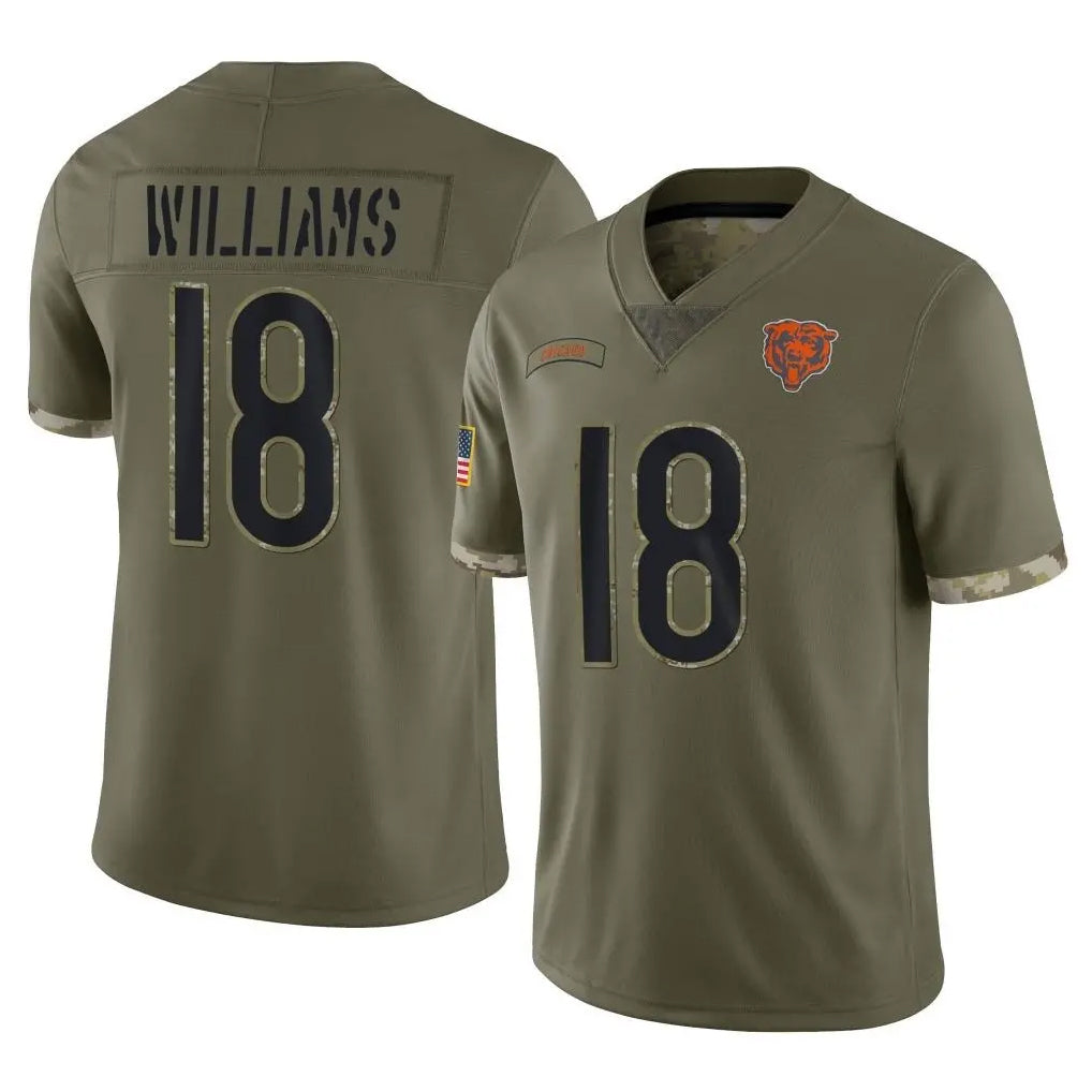 C.Bears #18 Caleb Williams Player Olive Salute to Service Limited Game Edoa Stitched Jerseys