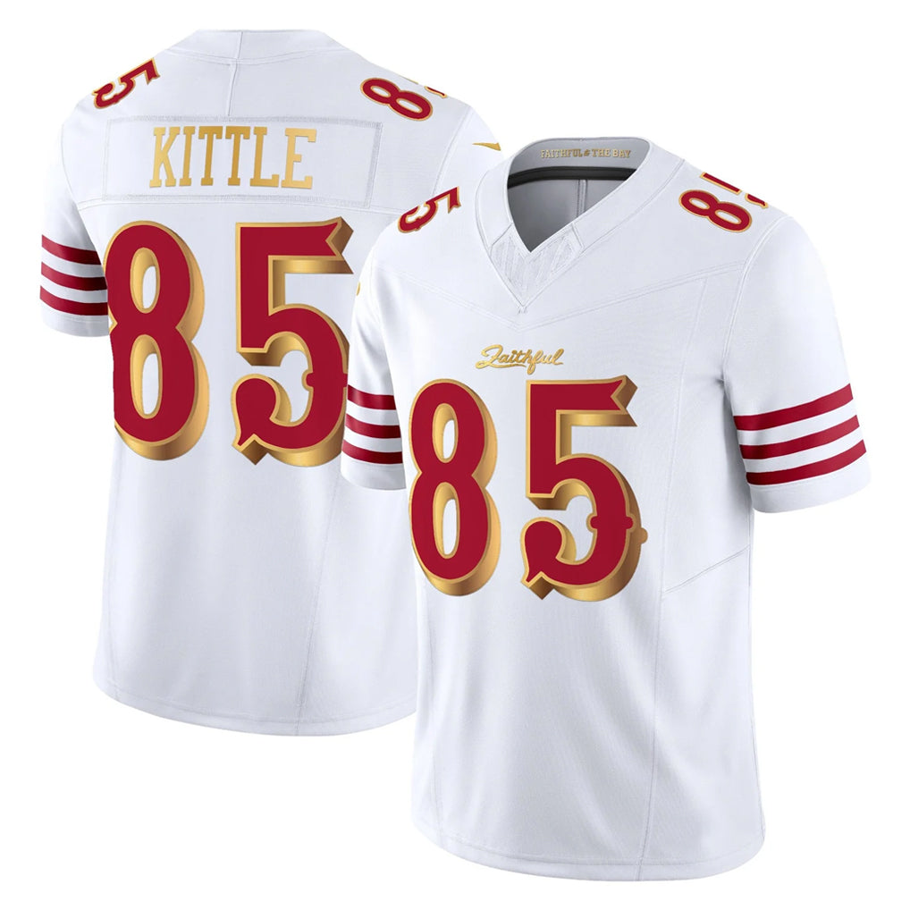 SF.49ers #85 George Kittle Player White 2025 Rivalries Collection Game Limited Edoa Stitched Jerseys