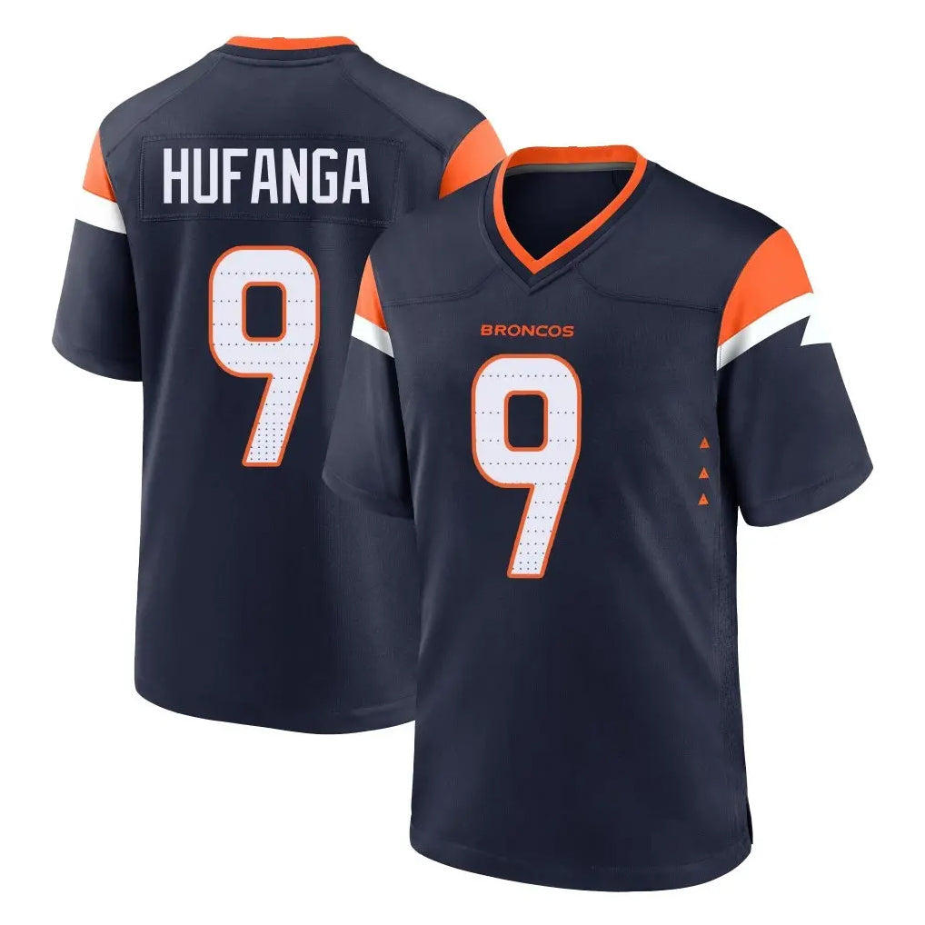 D.Broncos #9 Talanoa Hufanga Player Navy Home Game Edoa Stitched Jerseys