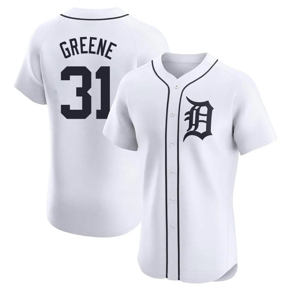 D.Tigers #31 Riley Greene Player White Limited Elite Home Edoa Stitched Jerseys