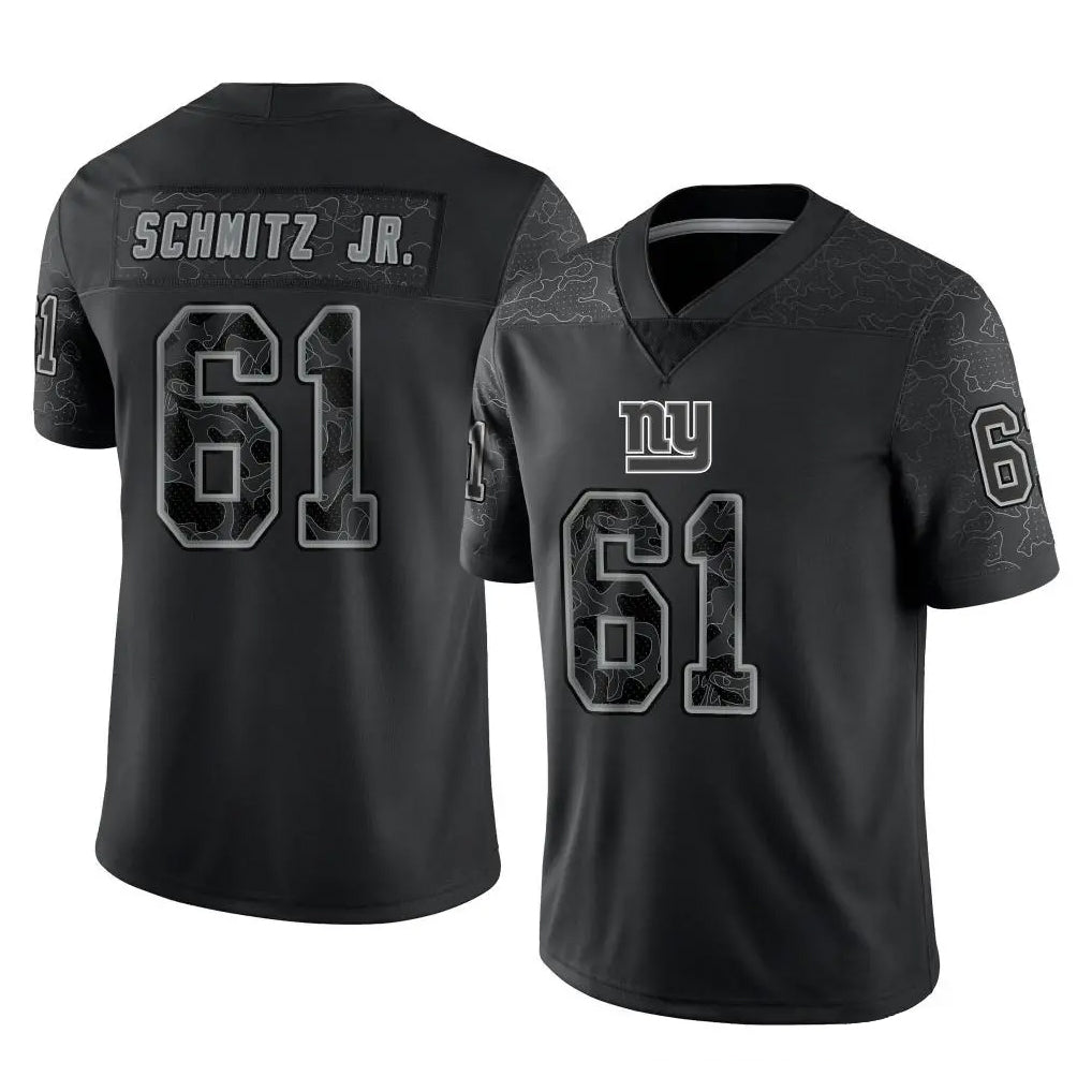 NY.Giants #61 John Michael Schmitz Jr. Player Black Limited Reflective Home Game Edoa Stitched Jerseys