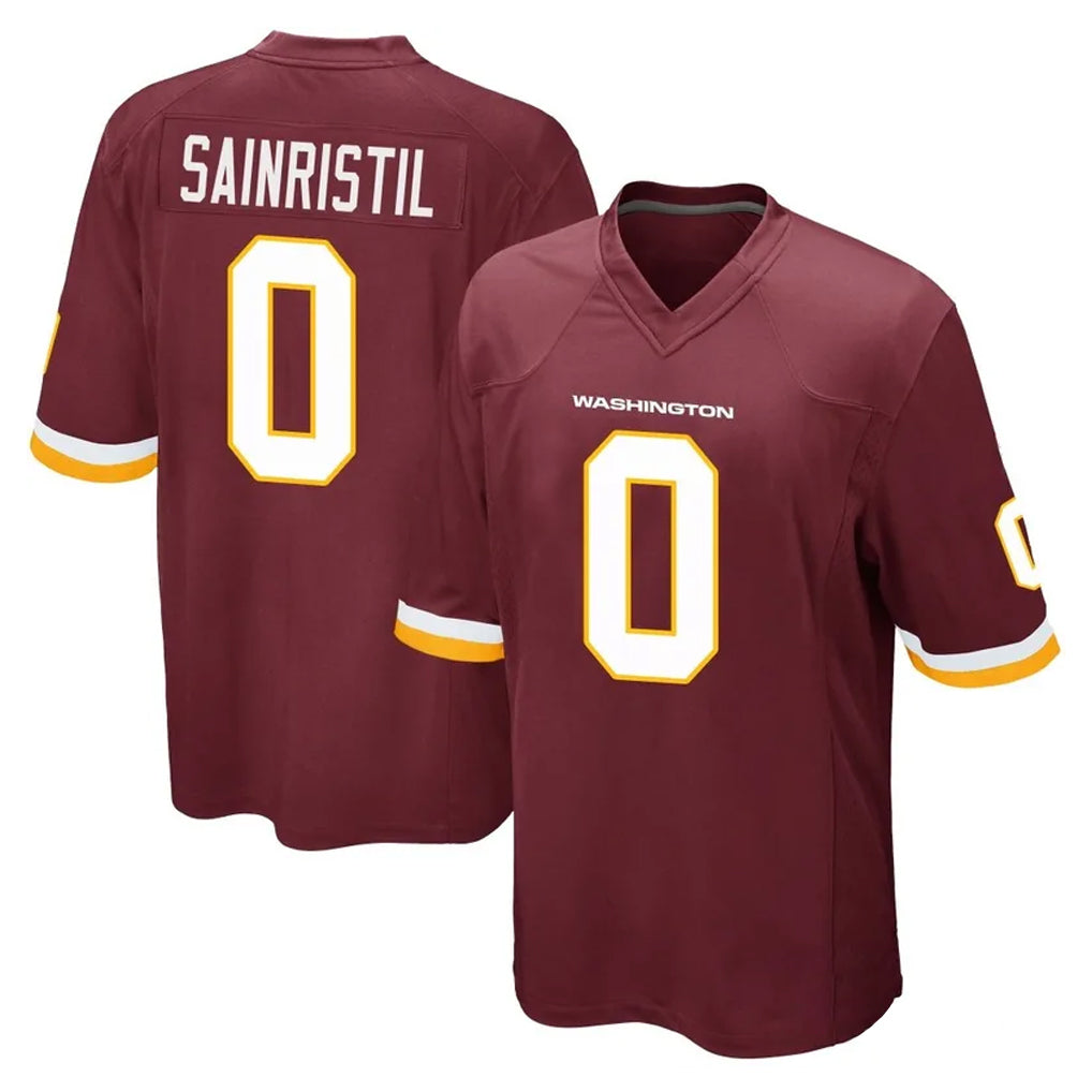 W.Commanders #0 Mike Sainristil Player Burgundy Team Color Home Game Edoa Stitched Jerseys