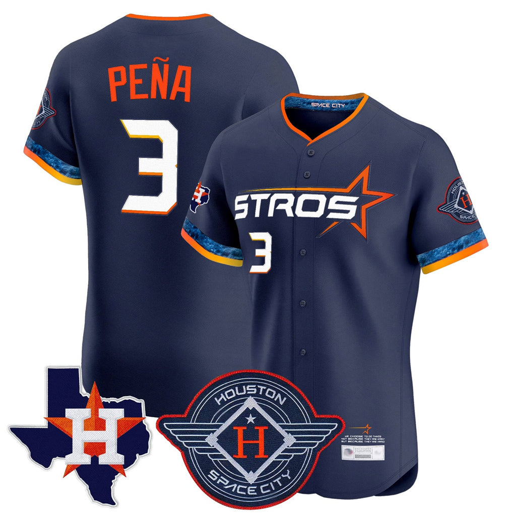 H.Astros #3 Jeremy Pe?a Player Navy City Connect Texas Patch Vapor Premier Limited Elite Home Edoa Stitched Jerseys