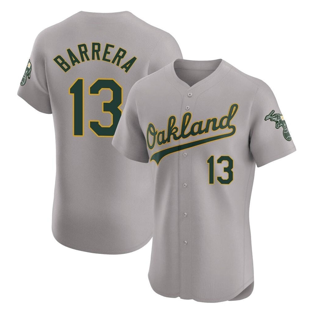 Athletics #13 Luis Barrera Player Gray Road Limited Elite Home Game Edoa Stitched Jerseys