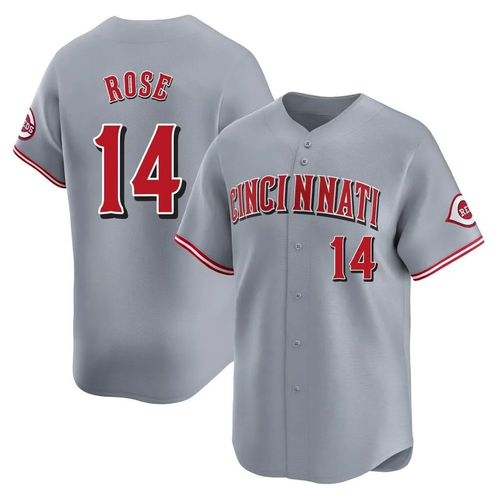 C.Reds #14 Pete Rose Player Gray Home Limited Edoa Stitched Jerseys