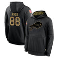 B.Bills #88 Dawson Knox Player Black Salute to Service Hoodies Hame Edoa Stitched Jerseys