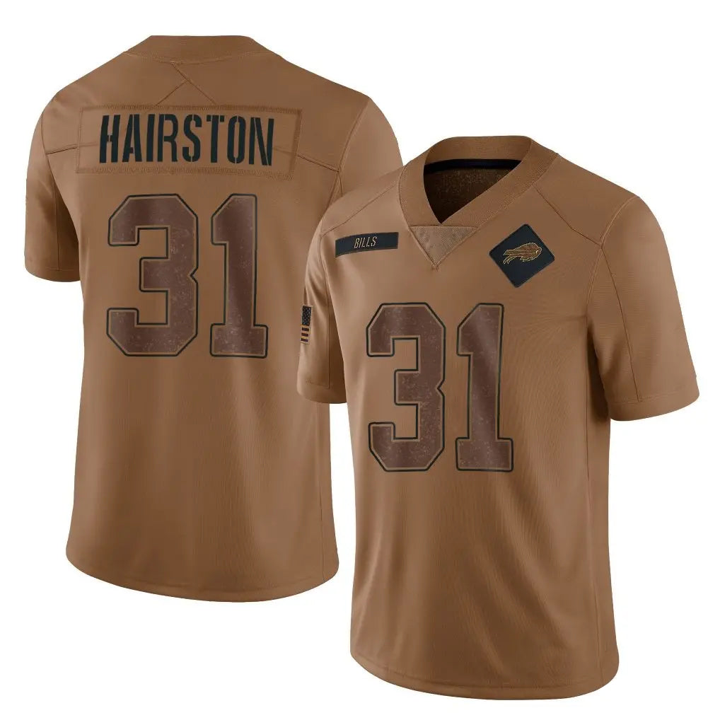B.Bills #31 Maxwell Hairston Player Brown Salute To Service Limited Edoa Stitched Jerseys
