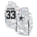 D.Cowboys #33 Javonte Williams Player Arctic Camo Salute to Service Hoodies Limited Game Edoa Stitched Jerseys