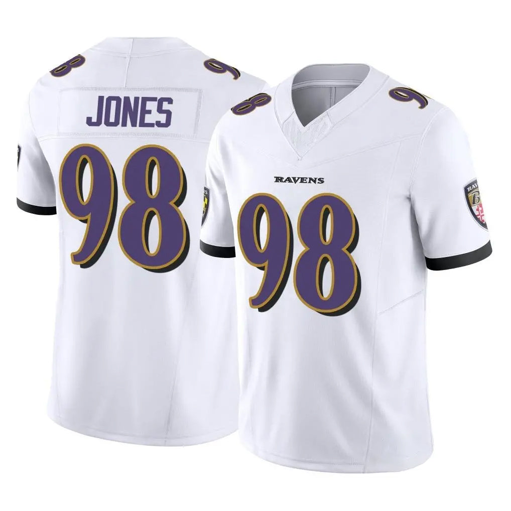 B.Ravens #98 Travis Jones Player White Vapor F.U.S.E. Limited Home Game Edoa Stitched Jerseys