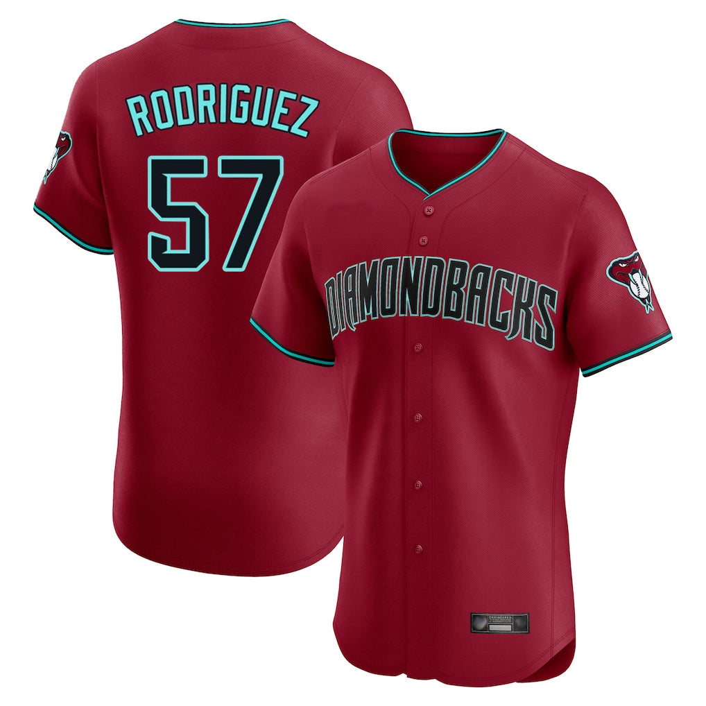 A.Diamondbacks #57 Eduardo Rodriguez Player Red Limited Elite Home Game Edoa Stitched Jerseys