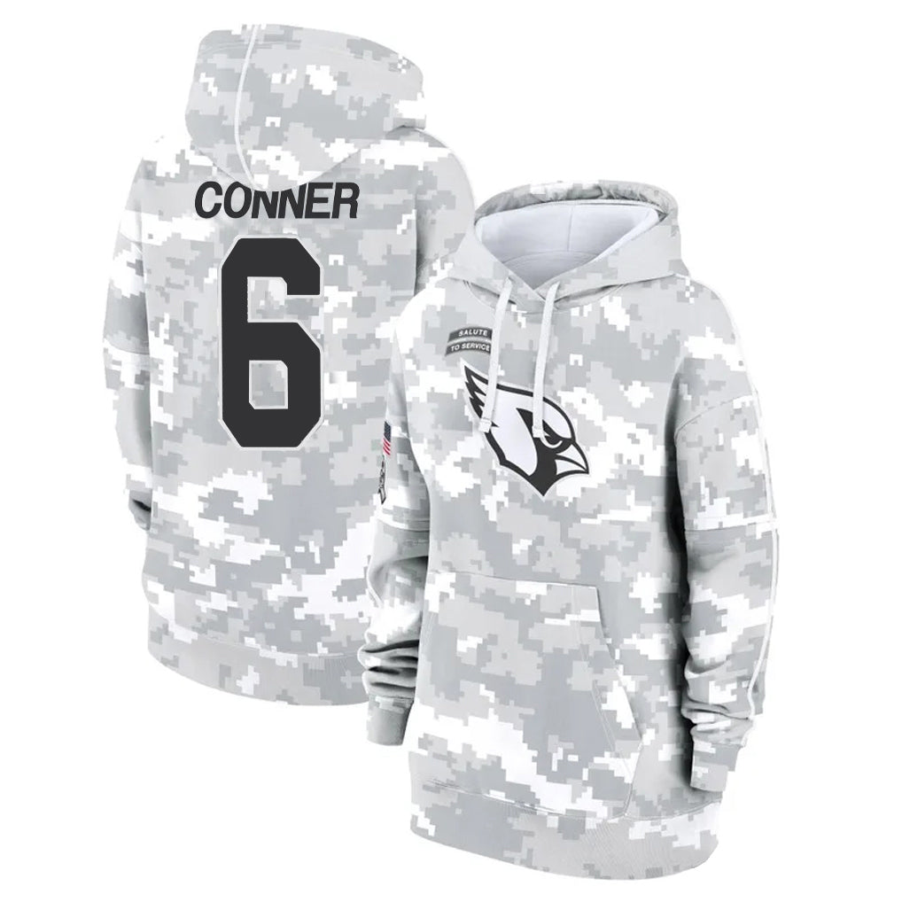 A.Cardinals #6 James Conner Player Camo Salute to Service Hoodies Edoa Stitched Jerseys