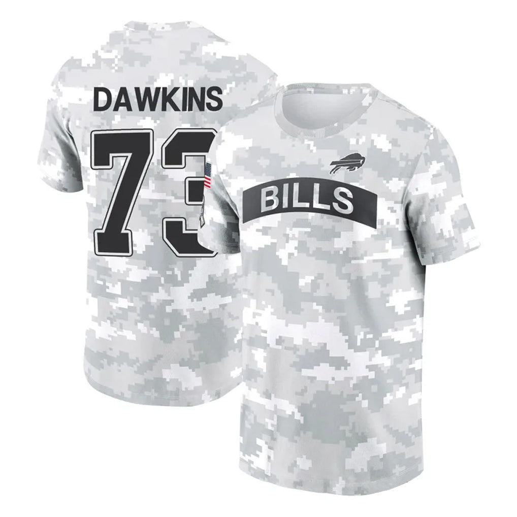 B.Bills #73 Dion Dawkins Player Arctic Camo Salute to Service T-Shirt Hoodies Edoa Stitched Jerseys
