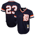 D.Tigers #23 Kirk Gibson Player Navy Mitchell & Ness 1984 Mesh Batting Practice  T-shirt Edoa Stitched Jerseys