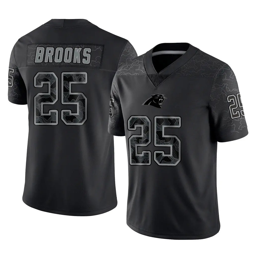 C.Panthers #25 Jonathon Brooks Player Black Limited Reflective Game Edoa Stitched Jerseys