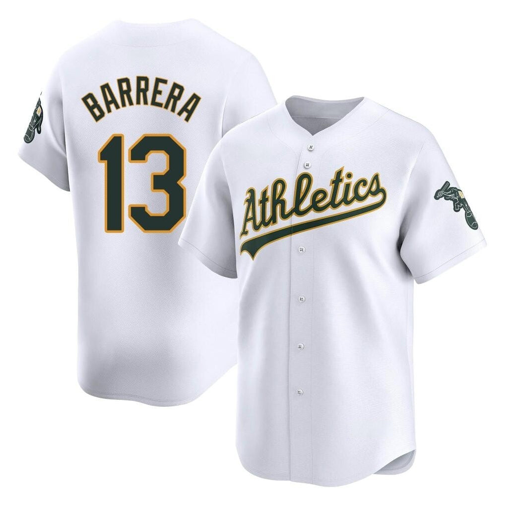 Athletics #13 Luis Barrera Player White Limited Home Game Edoa Stitched Jerseys