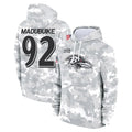 B.Ravens #92 Nnamdi Madubuike Player Arctic Camo Salute to Service Pullover Hoodie Edoa Stitched Jerseys
