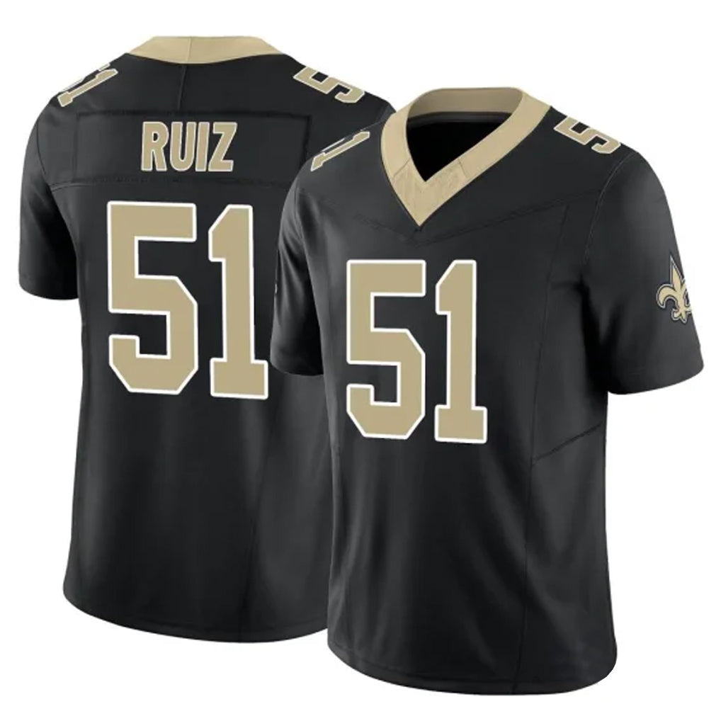 NO.Saints #51 Cesar Ruiz Player Black Limited Vapor F.U.S.E. Home Game Edoa Stitched Jerseys