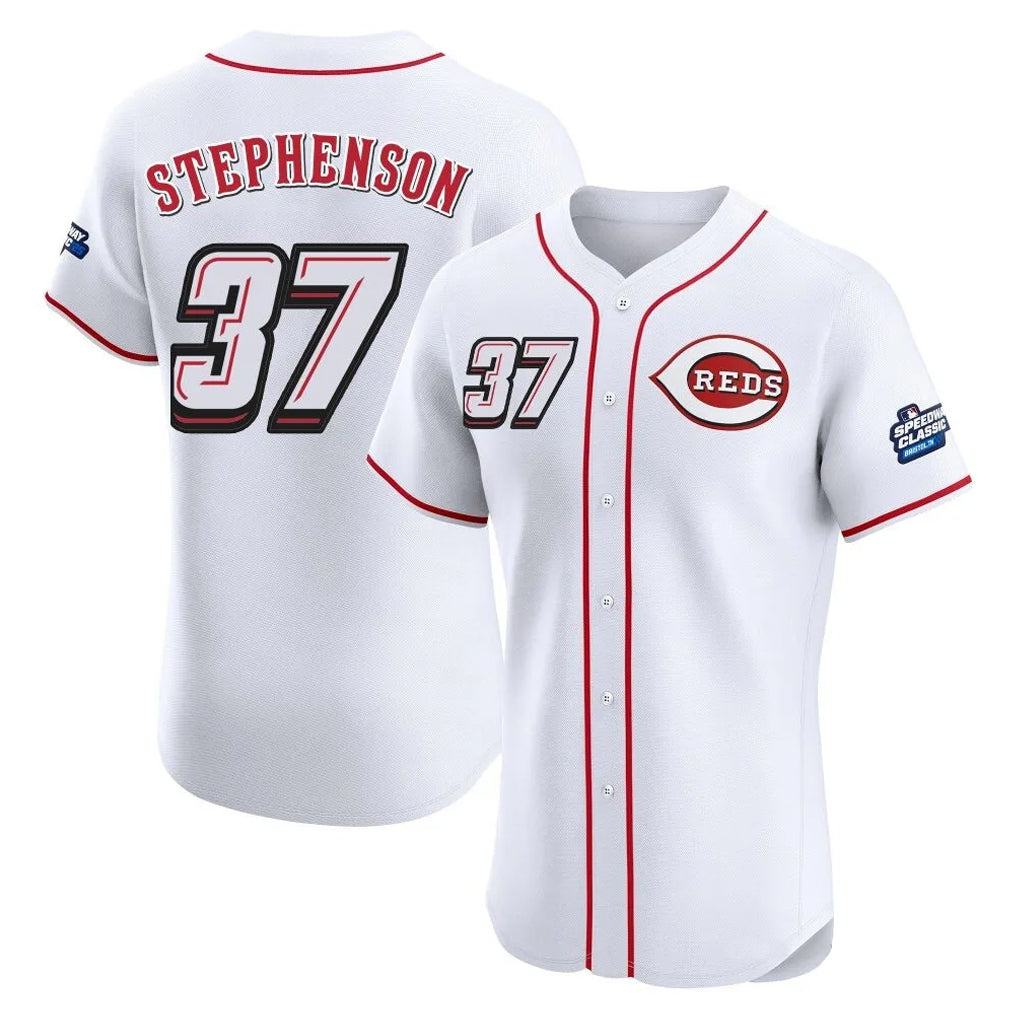 C.Reds #37 Tyler Stephenson Player White Speedway Classic Limited Elite Home Edoa Stitched Jerseys