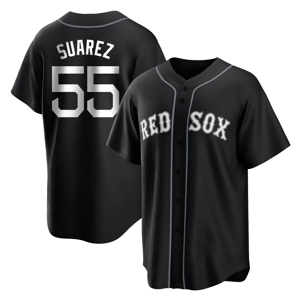 B.Red Sox #55 Ranger Su¨¢rez Player Black Home Game Edoa Stitched Jerseys