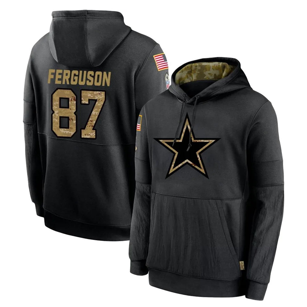 D.Cowboys #87 Jake Ferguson Player Black Salute to Service Pullover Hoodies Limited Edoa Stitched Jerseys