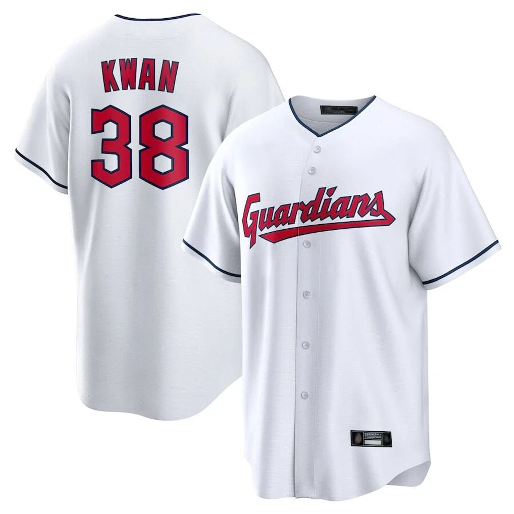 C.Guardians #38 Steven Kwan Player White Home Game Edoa Stitched Jerseys