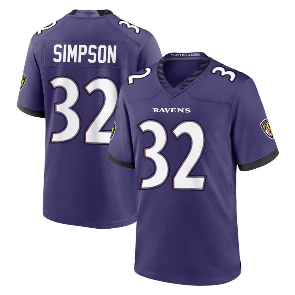 B.Ravens #32 Trenton Simpson Player Purple Limited Home Game Edoa Stitched Jerseys