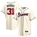 A.Braves #31 Greg Maddux Player Cream Home Game Edoa Stitched Jerseys