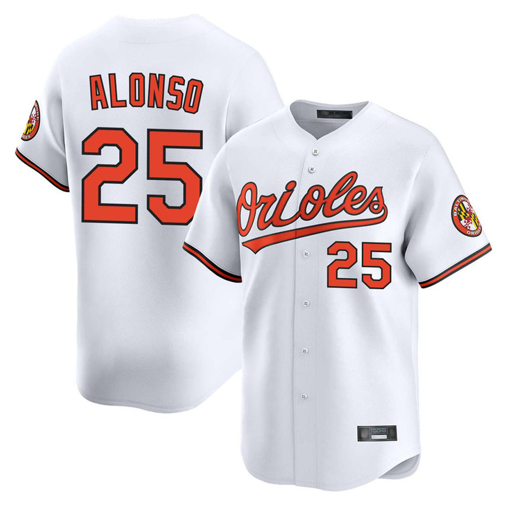 B.Orioles #25 Pete Alonso Player White Limited Home Game Edoa Stitched Jerseys