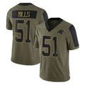 C.Panthers #51 Sam Mills Player Olive Salute to Service Limited Game Edoa Stitched Jerseys