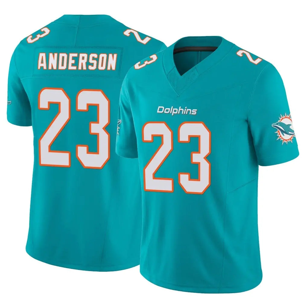 M.Dolphins #23 Zayne Anderson Player Aqua Limited Vapor F.U.S.E. Home Game Edoa Stitched Jerseys
