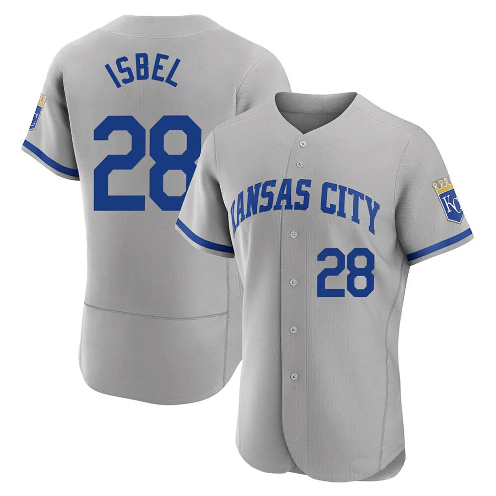 KC.Royals #28 Kyle Isbel Player Gray Limited Elite Home Game Edoa Stitched Jerseys