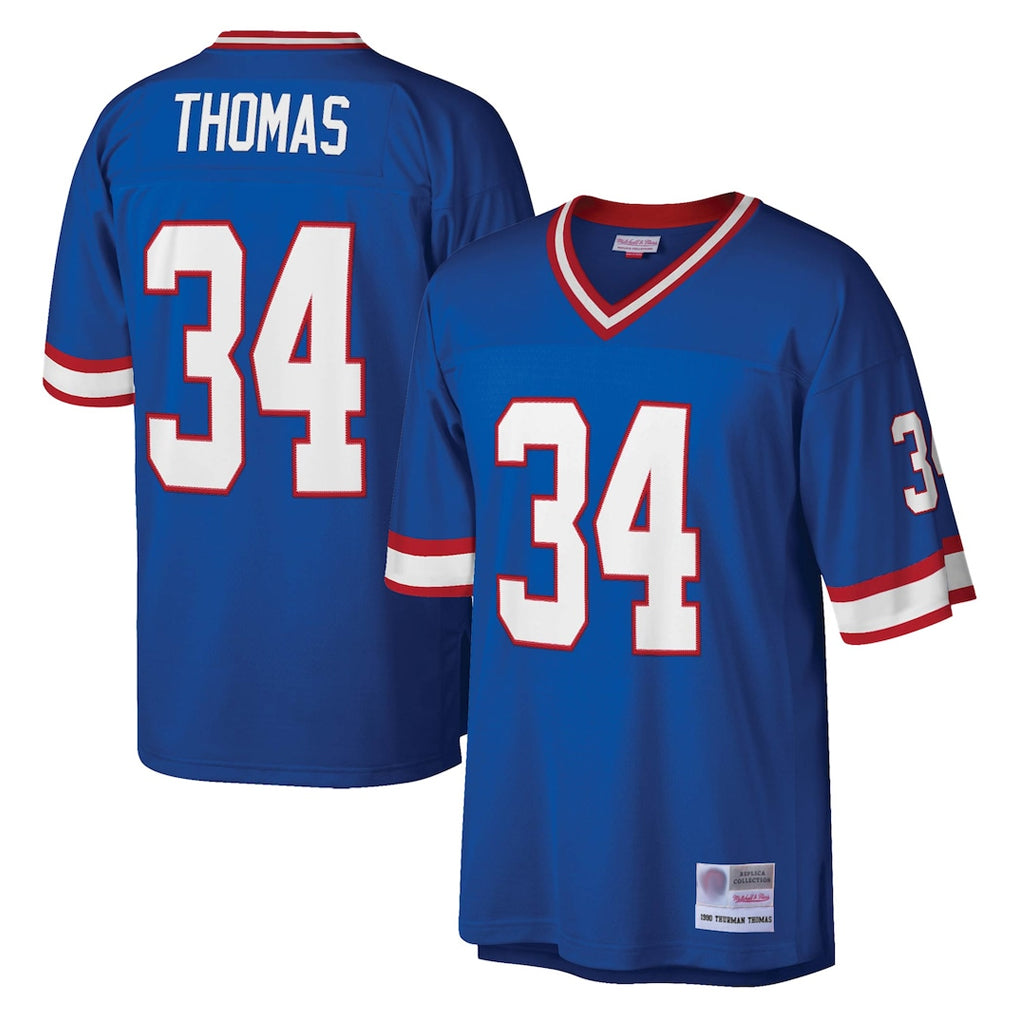 B.Bills #34 Thurman Thomas Player Royal Mitchell & Ness Legacy Replica Edoa Stitched Jerseys