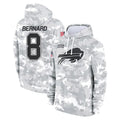 B.Bills #8 Terrel Bernard Player Arctic Camo Salute to Service Hoodies Edoa Stitched Jerseys
