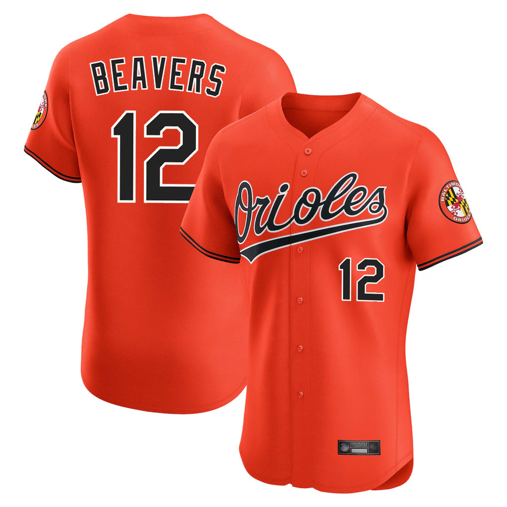 B.Orioles #12 Dylan Beavers Player Orange Limited Elite Home Game Edoa Stitched Jerseys