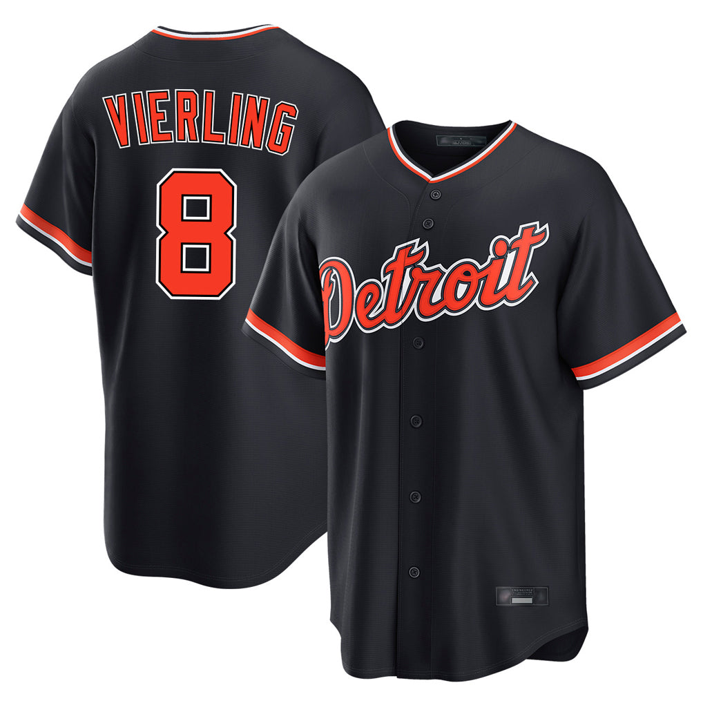 D.Tigers #8 Matt Vierling Player Navy Home Game Edoa Stitched Jerseys