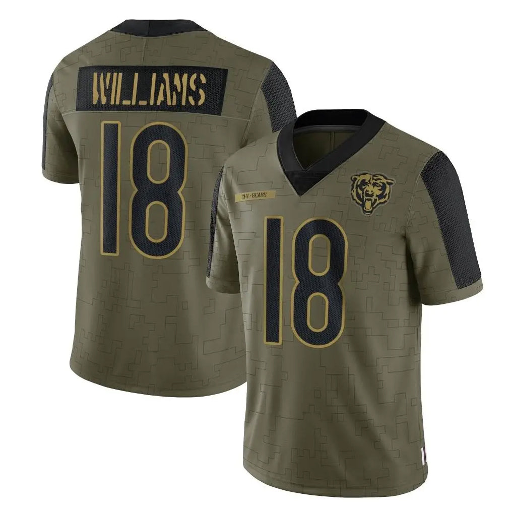 C.Bears #18 Caleb Williams Player Olive Salute to Service Limited Edoa Stitched Jerseys