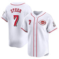 C.Reds #7 Spencer Steer Player White Home Limited Edoa Stitched Jerseys
