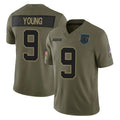 C.Panthers #9 Bryce Young Player Olive Salute to Service Limited Home Game Edoa Stitched Jerseys