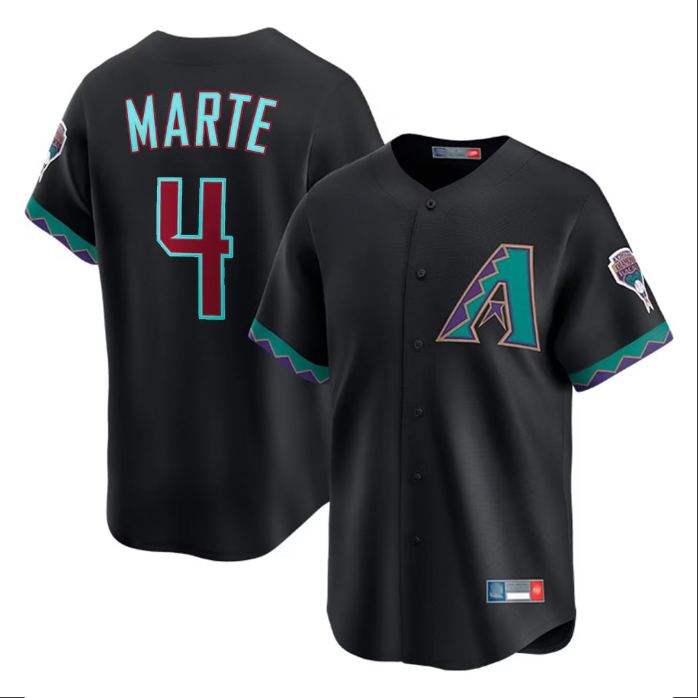 A.Diamondbacks #4 Ketel Marte Player Black Fashion Out Home Game Edoa Stitched Jerseys