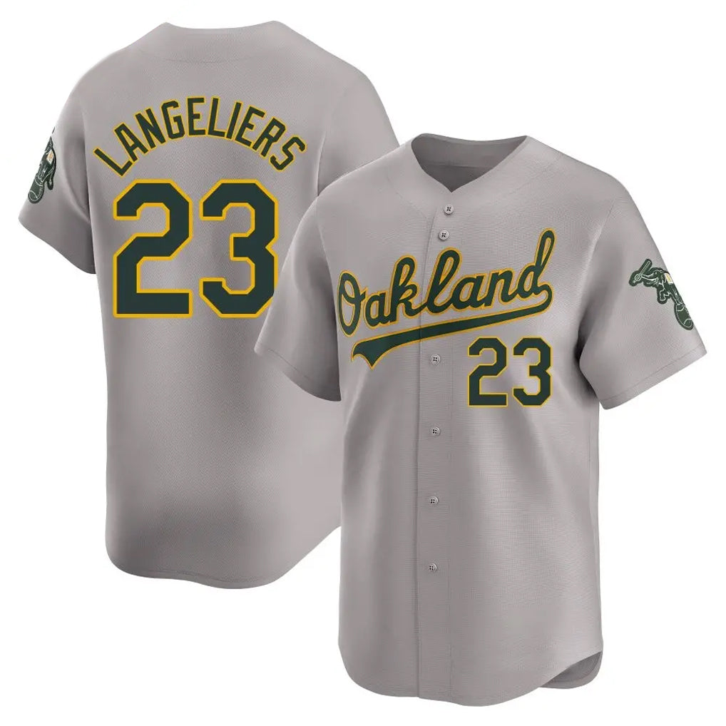 Athletics #23 Shea Langeliers Player Gray Road Limited Home Game Edoa Stitched Jerseys