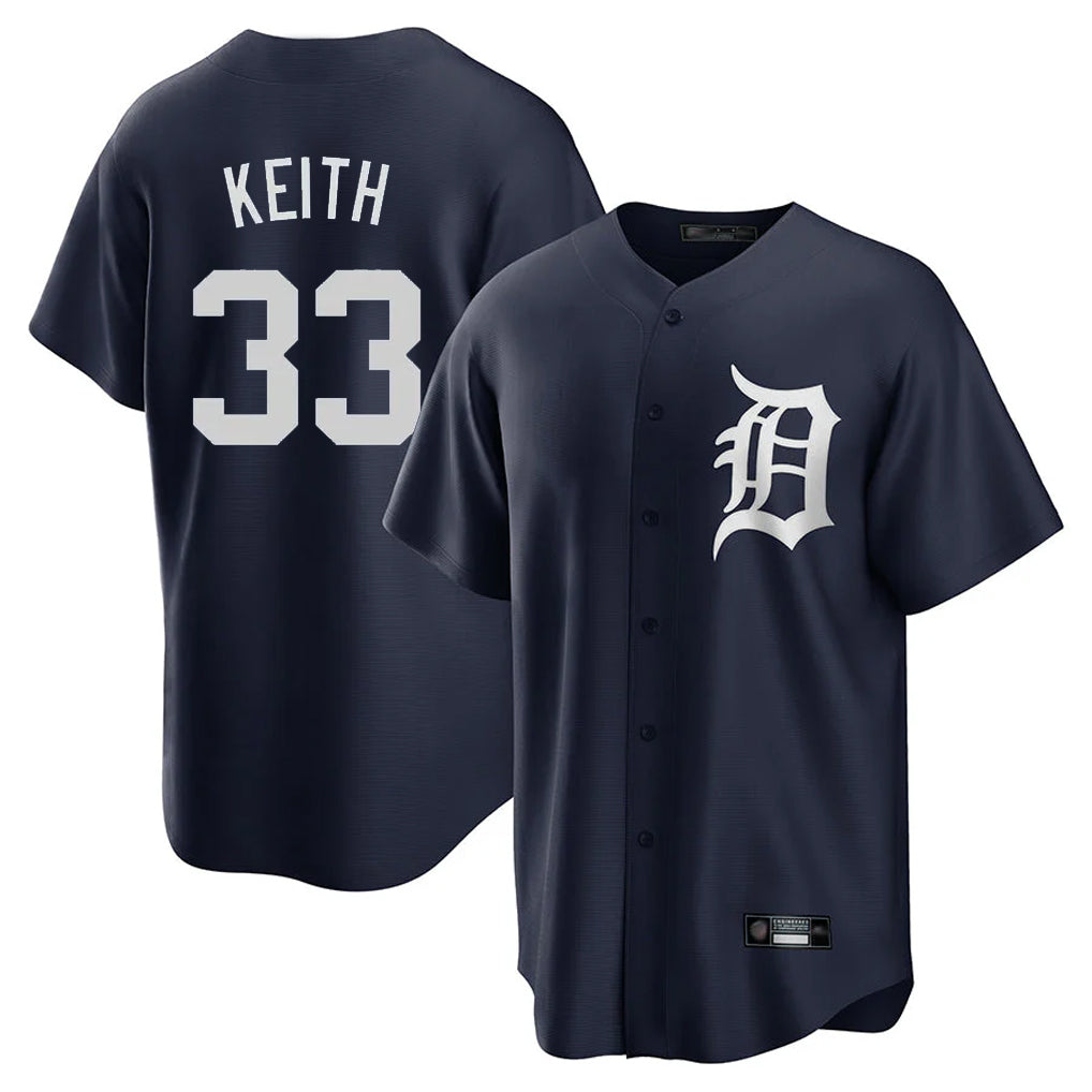 D.Tigers #33 Colt Keith Player Navy Game Home Edoa Stitched Jerseys